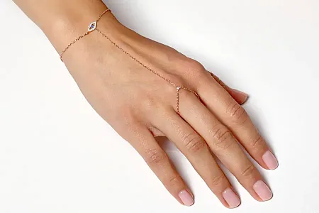 silverline, Ασημένιο Γυναικείο Βραχιόλι με Δαχτυλίδι