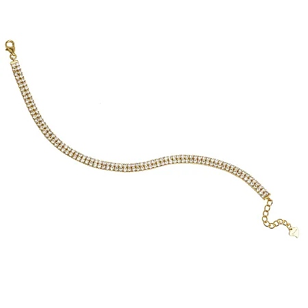 Βραχιόλι ριβιέρα,ασημένιο, γυναικείο με ζιργκόν & κίτρινο επιχρύσωμα, silverline, 0230417802