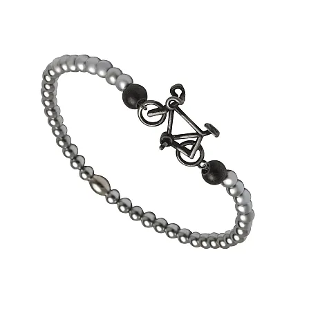 TRIBUTE, Ανδρικό Βραχιόλι Από ανοξείδωτο ατσάλι, με ποδήλατο & εσωτερική σιλικόνη