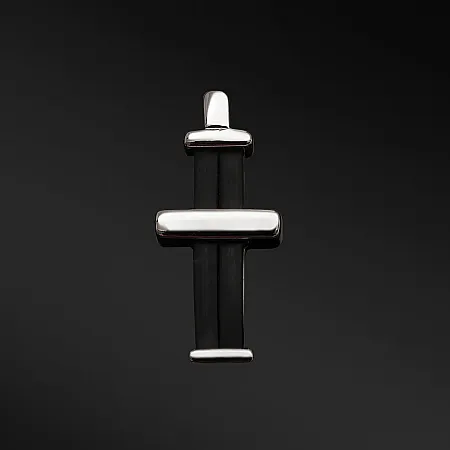 TRIBUTE, 925ασημένιο, αντρικό, μενταγιόν- σταυρός με άσπρο επιπλατίνωμα & καουτσούκ