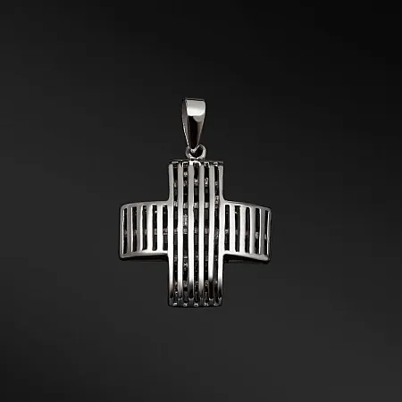 TRIBUTE, 925ασημένιο, αντρικό, μενταγιόν- σταυρός με άσπρο επιπλατίνωμα