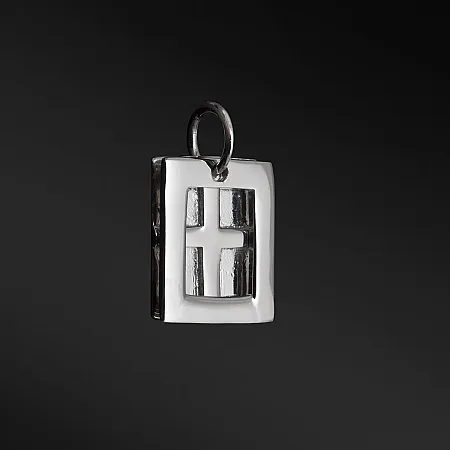 TRIBUTE, 925ασημένιο, αντρικό, μενταγιόν- σταυρός με άσπρο επιπλατίνωμα