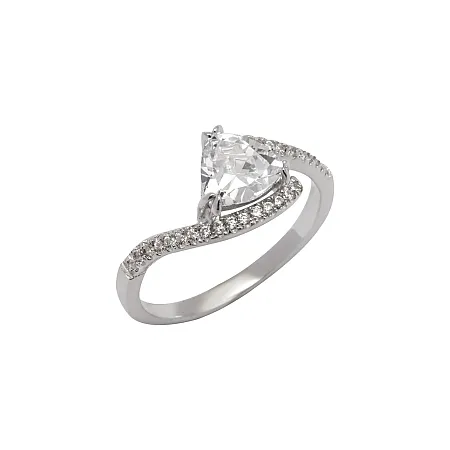 Μονόπετρο δαχτυλίδι, ασημένιο με ζιργκόν, επιπλατινωμένο, γυναικείο,silverline,0430651301