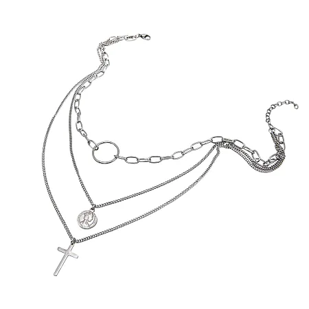 silverline, γυναικείο ,κολιέ ροζάριο,από ,ανοξείδωτο, ατσάλι με άσπρο, επιπλατίνωμα, 46cm