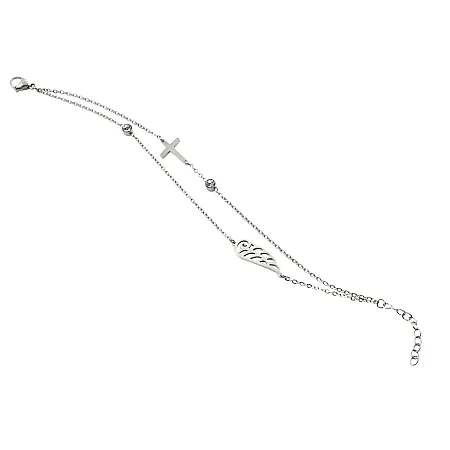 silverline, γυναικείο, βραχιόλι, από, ανοξείδωτο, ατσάλι με άσπρο, επιπλατίνωμα και λευκό, ζιργκόν