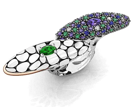 silverline,ασημένιο, γυναικείο, δαχτυλίδι με φύλλο, Κ18, χρυσού, ζιργκόν, άσπρο, &,μαύρο, επιπλατίνωμα, χωρίς, νικέλιο,