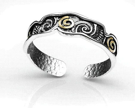 TRIBUTE,ασημένιο, unisex, βραχιόλι με φλούδα, χρυσού, Κ18 και ασπρόμαυρο, επιπλατίνωμα