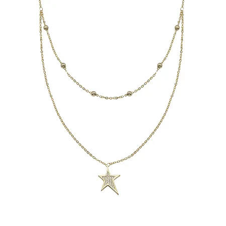 silverline, ασημένιο, γυναικείο, κολιέ με αστέρι, κίτρινο, επιχρύσωμα, 36,5+7cmExt.Chain,