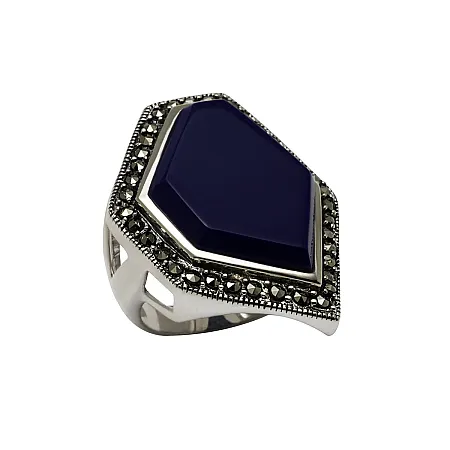 silverline,ασημένιο, γυναικείο, δαχτυλίδι, οξειδωμένο με μαρκασίτη, λάπις,