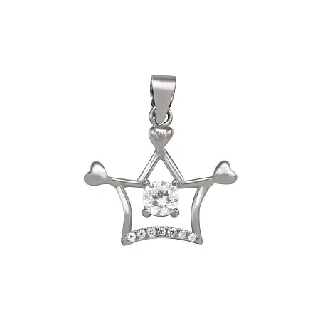 silverline, ασημένιο, γυναικείο σετ, σκουλαρίκια με μενταγιόν χωρίς καδένα, με ζιργκόν & κορώνες