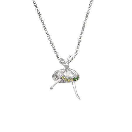 silverline, ασημένιο, γυναικείο, κολιέ με μπαλαρίνα, ζιργκόν, άσπρο, επιπλατίνωμα,