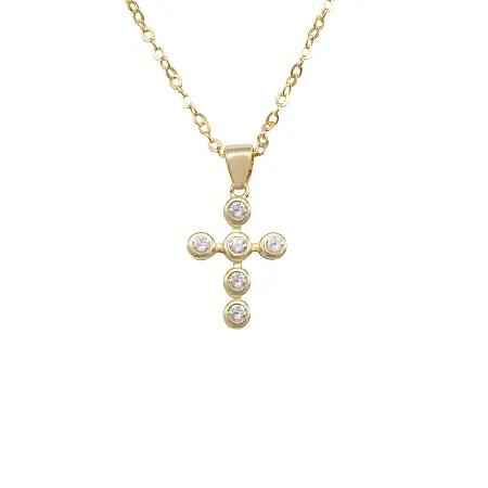 silverline, γυναικείο, ασημένιο κολιέ σταυρός με ζιργκόν και κίτρινο χρύσωμα, με αλυσίδα προέκτασης