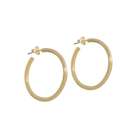 silverine, ασημένια, γυναικεία, σκουλαρίκια, κρίκοι με κίτρινο, επιχρύσωμα, πάχους, 3χιλιοστών,