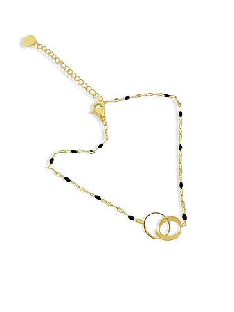 Βραχιόλι, γυναικείο, από ανοξείδωτο ατσάλι, με μαύρους όνυχες & κίτρινο επιχρύσωμα, silverline, 0230448801