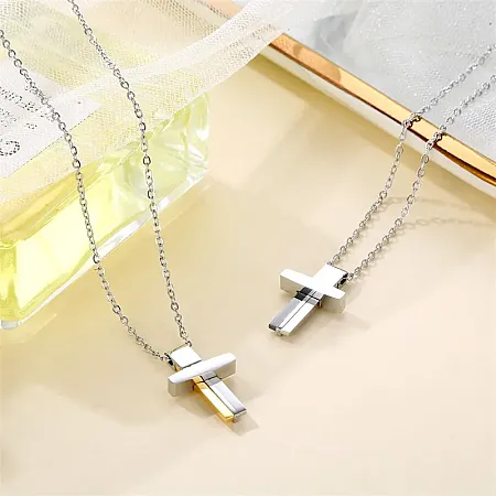 Ανδρικό κολιέ από ανοξείδωτο ατσάλι με ζιργκόν, σταυρό 1,4Χ2,2 εκατοστών & καδένα 50+5  εκατοστών  αλυσίδα επέκτασης, TRIBUTE,0330346401