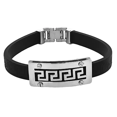 Ανδρικό βραχιόλι με ανοξείδωτο ατσάλι, καουτσούκ & γκρέκα, 24 εκατοστά,TRIBUTE, 0230270701