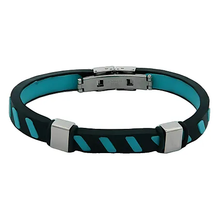 Ανδρικό βραχιόλι με καουτσούκ από ανοξείδωτο ατσάλι, εσωτ.διάμετρος 7 εκατοστά, TRIBUTE, 0230270404