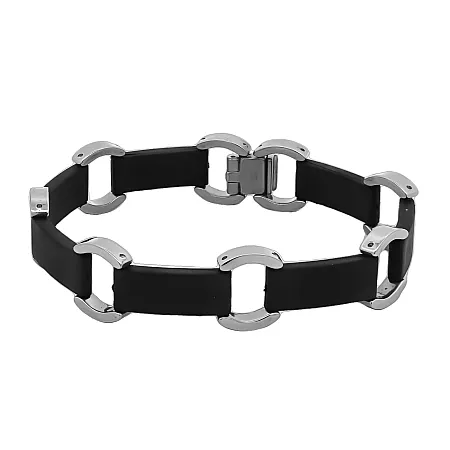 Ανδρικό βραχιόλι από ανοξείδωτο ατσάλι & καουτσούκ, 20 εκατοστά, TRIBUTE, 0230229001